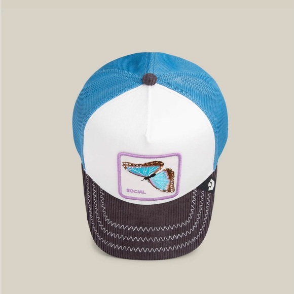 Goorin Bros. Social Butterfly Embroidered Trucker Hat - White, Blue, Gray - Picture 5 of 8
